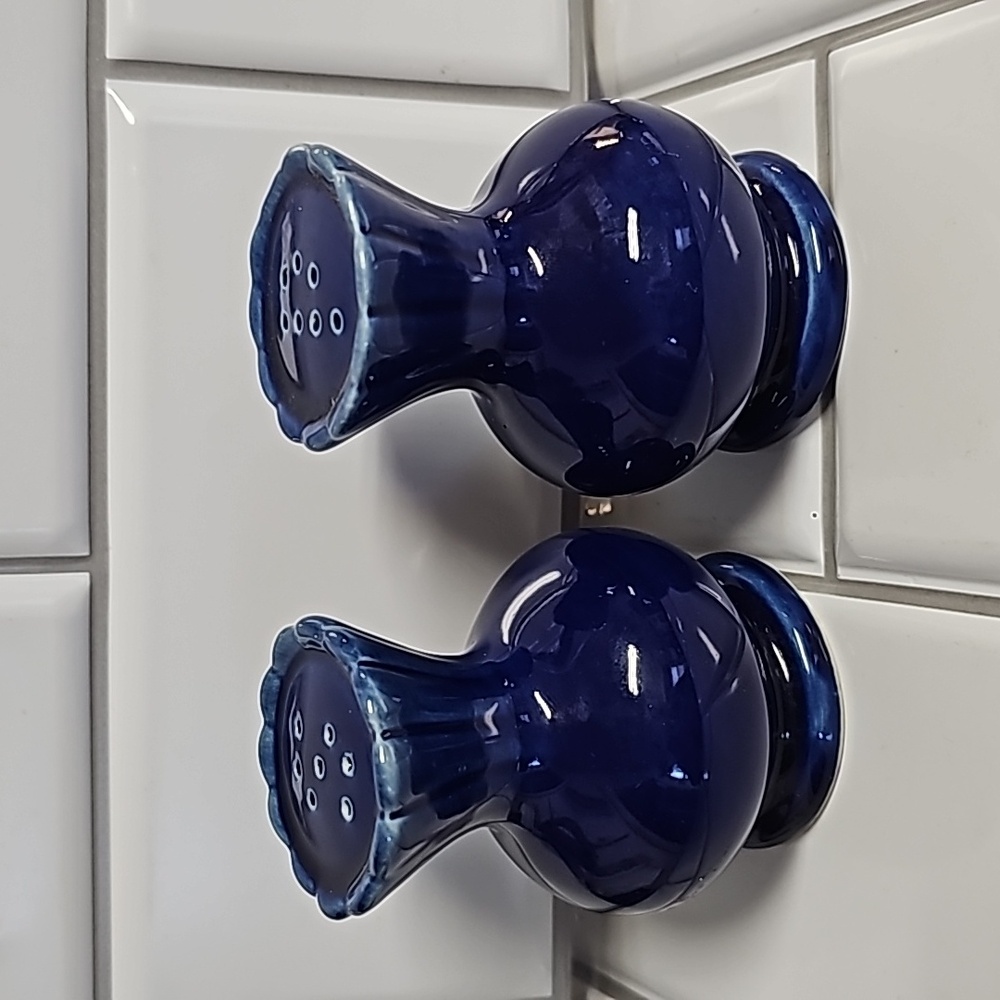 Salt and Pepper Shakers Cobalt Blue Ceramic